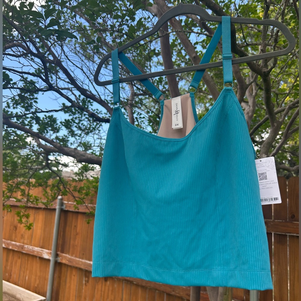 New Davin&Adley Amelia Maternity Nursing Pumping Cropped Teal Tank Swim Cami 2x